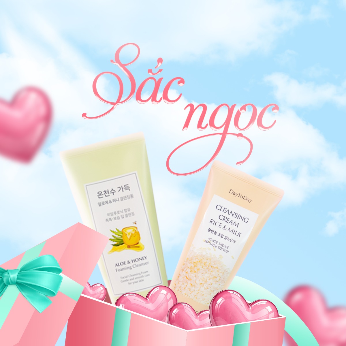 Set Quà Tặng 8/3 Enesti Sắc Ngọc – Combo Làm Sạch 2 Bước (Sữa Rửa Mặt Yuza hoặc Nha Đam & Mật Ong + Kem tẩy trang Daytod